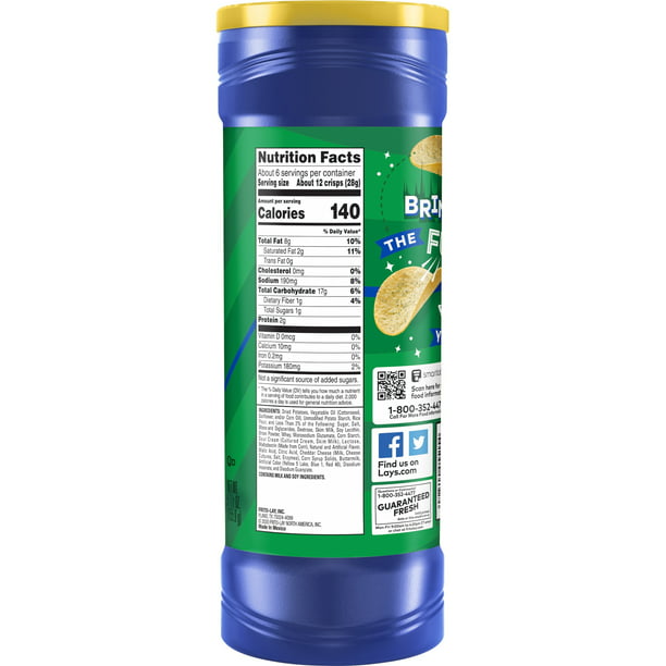 Lay's Stax Sour Cream & Onion Flavored Potato Chips, 5.5 oz Canister
