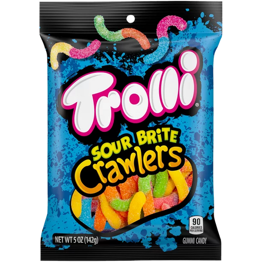 Trolli Sour Brite Crawlers Gummy Worms Candy, Fruit Flavored, 5 oz Bag
