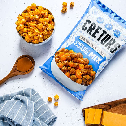 Cretors Handcrafted Small-Batch Popcorn Cheese & Caramel Mix, 4.5 oz Bag
