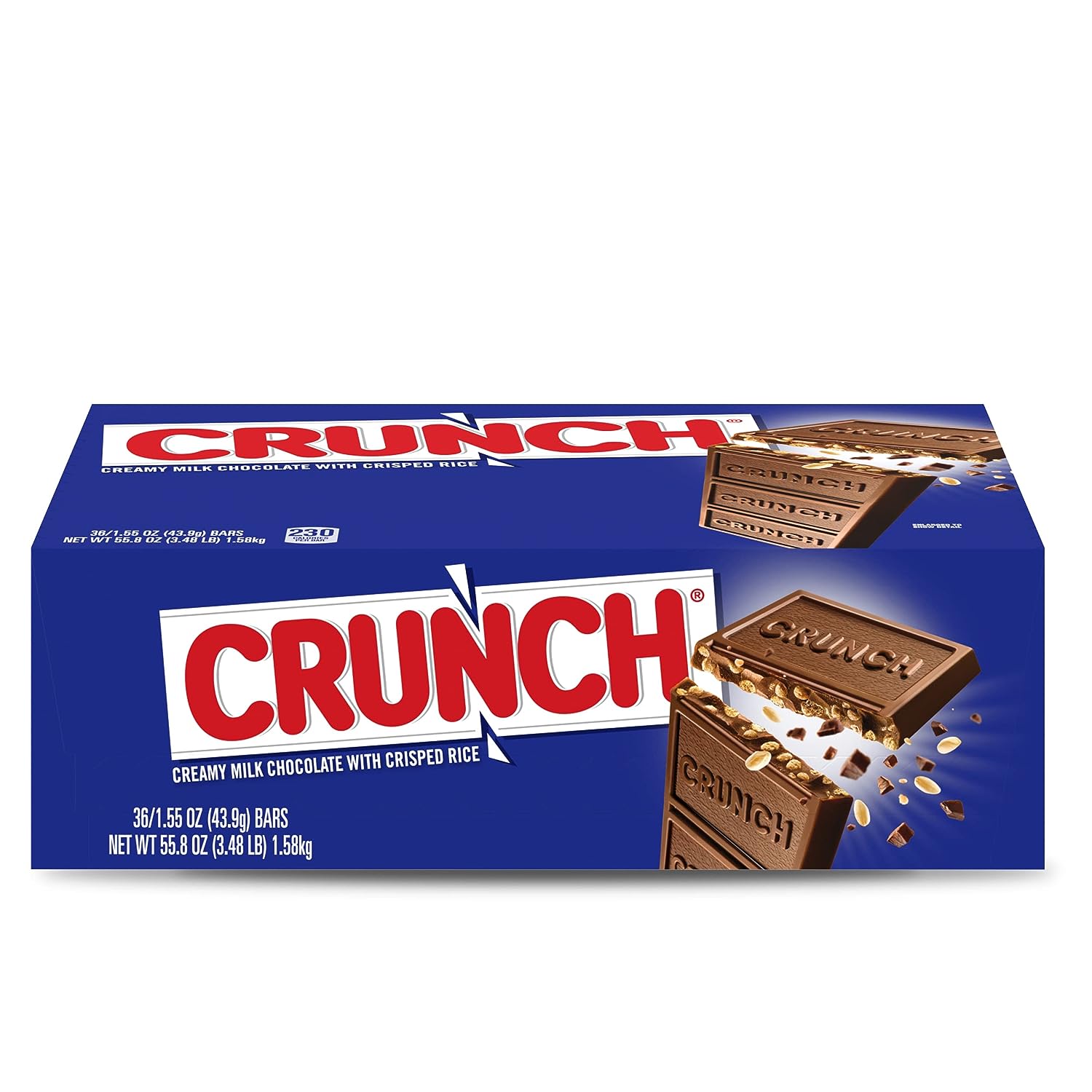 CRUNCH, 36 Count, Milk Chocolate And Crisped Rice, Full Size Individually Wrapped Candy Bars, 1.55 Oz Each