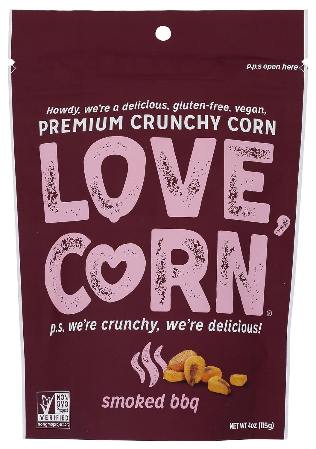 LOVE CORN BBQ, Crunchy Corn Snack, 4 OZ