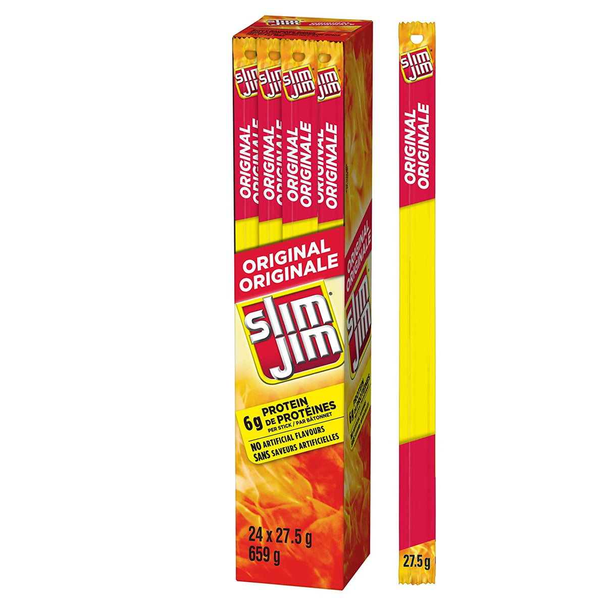 Slim Jim Giant Smoked Meat Sticks, 24 Count Box, Original Flavor, .97 oz Sticks