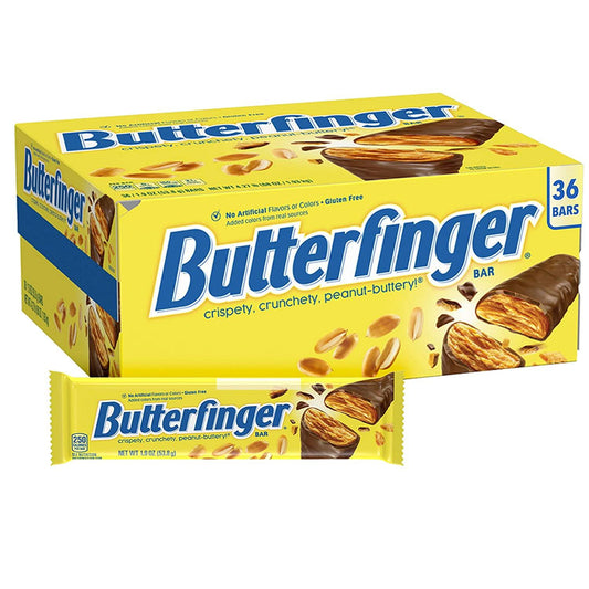 Full Size BUTTERFINGER Chocolate Candy Bars 1.9 oz Individually Wrapped (Pack of 36)