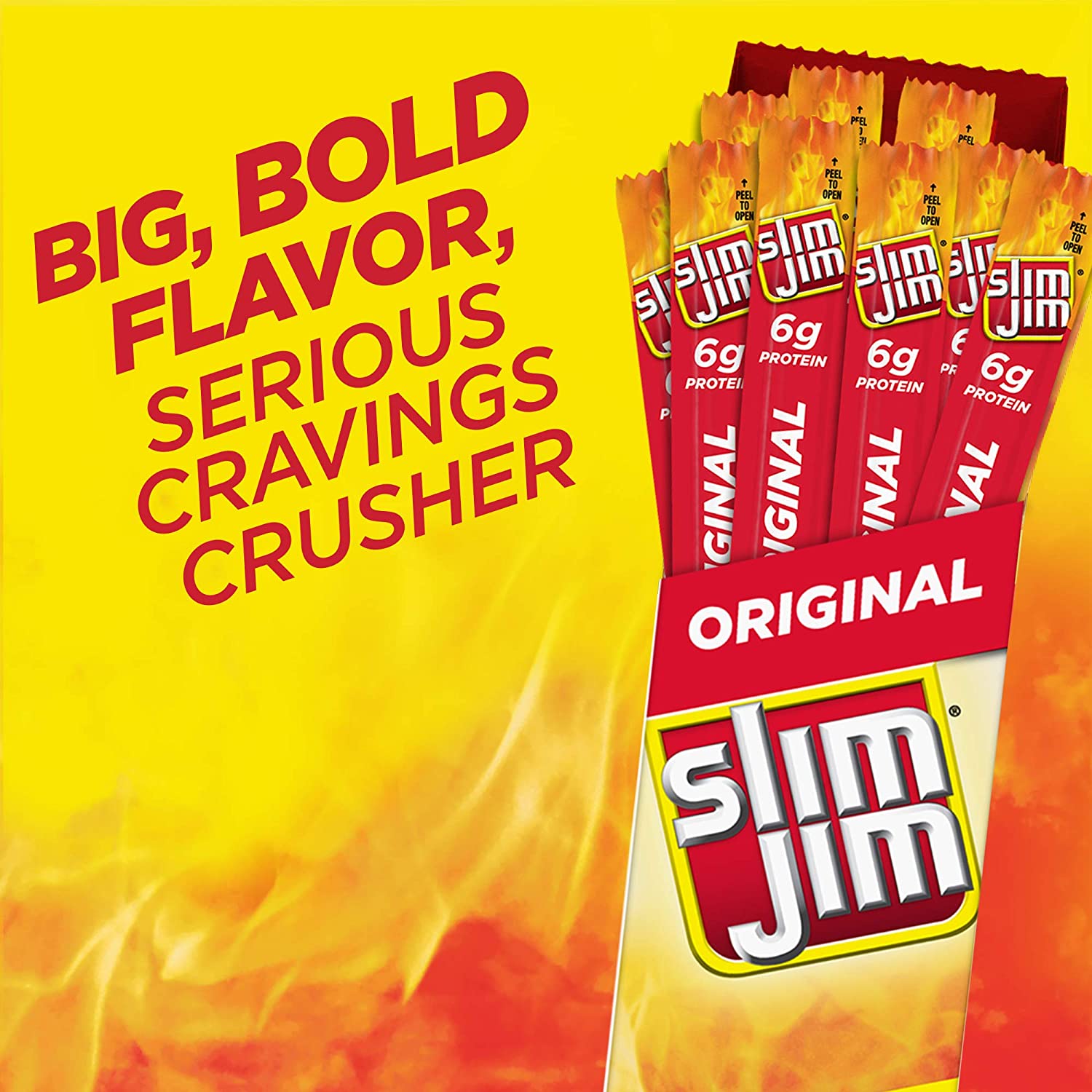 Slim Jim Giant Smoked Meat Sticks, 24 Count Box, Original Flavor, .97 oz Sticks
