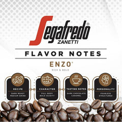 Segafredo Zanetti 100% Arabica Ground Coffee, Enzo Dark Roast, 10 oz