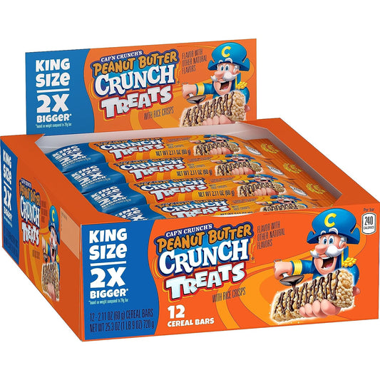 Quaker Cap'n Crunch King Size Treat Bars, Peanut Butter Flavor, 12 Count