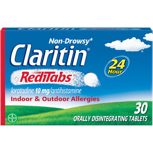 Claritin RediTabs 24 Hour Non-Drowsy Allergy Medicine, Loratadine Antihistamine Tablets, 30 Ct