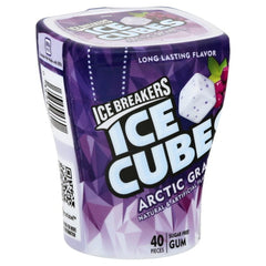 Ice Breakers Ice Cubes Arctic Grape Sugar Free Chewing Gum, 3.24 oz, Bottle, 40 pieces