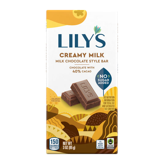 Lily's Milk Chocolate Style No Sugar Added Sweets, Bar 3 oz