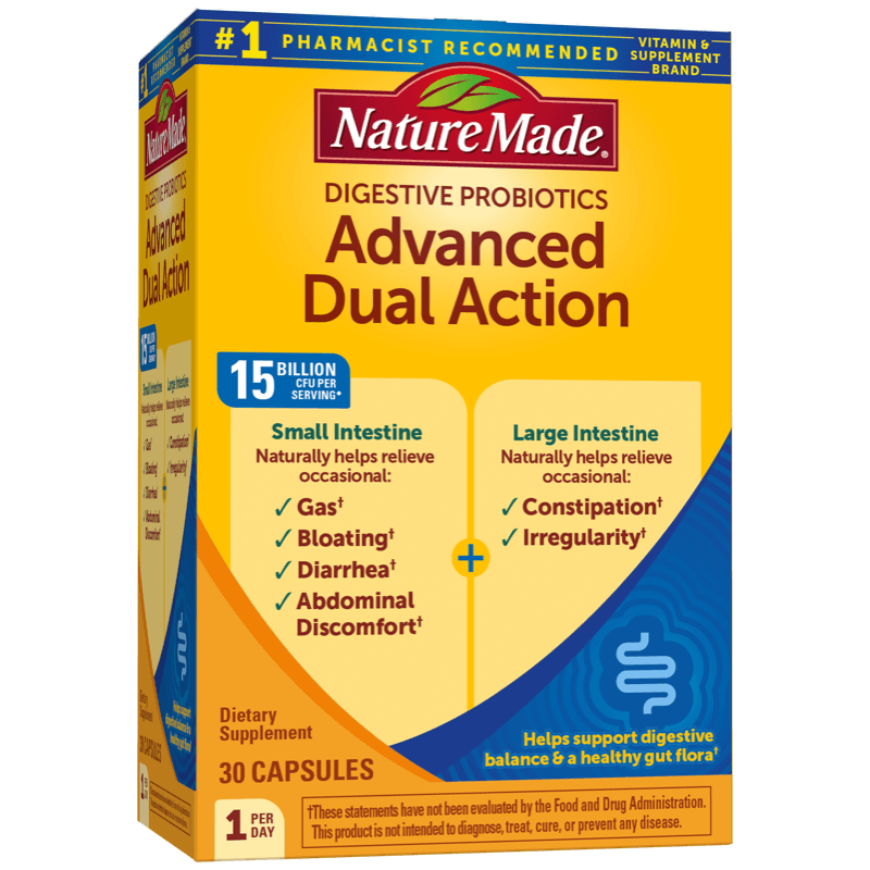 Digestive Probiotics Advanced Dual Action Capsules, 30 Capsules, 15 Billion CFU - BargainBoxed.com