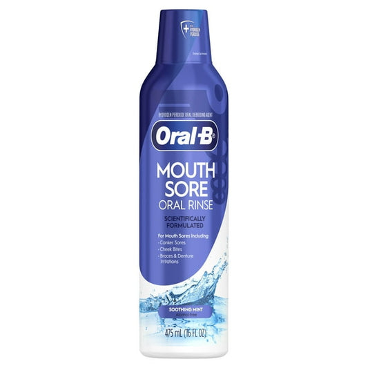 Oral-B Mouth Sore Oral Rinse, Soothing Mint Flavor, 475 mL (16 fl oz)