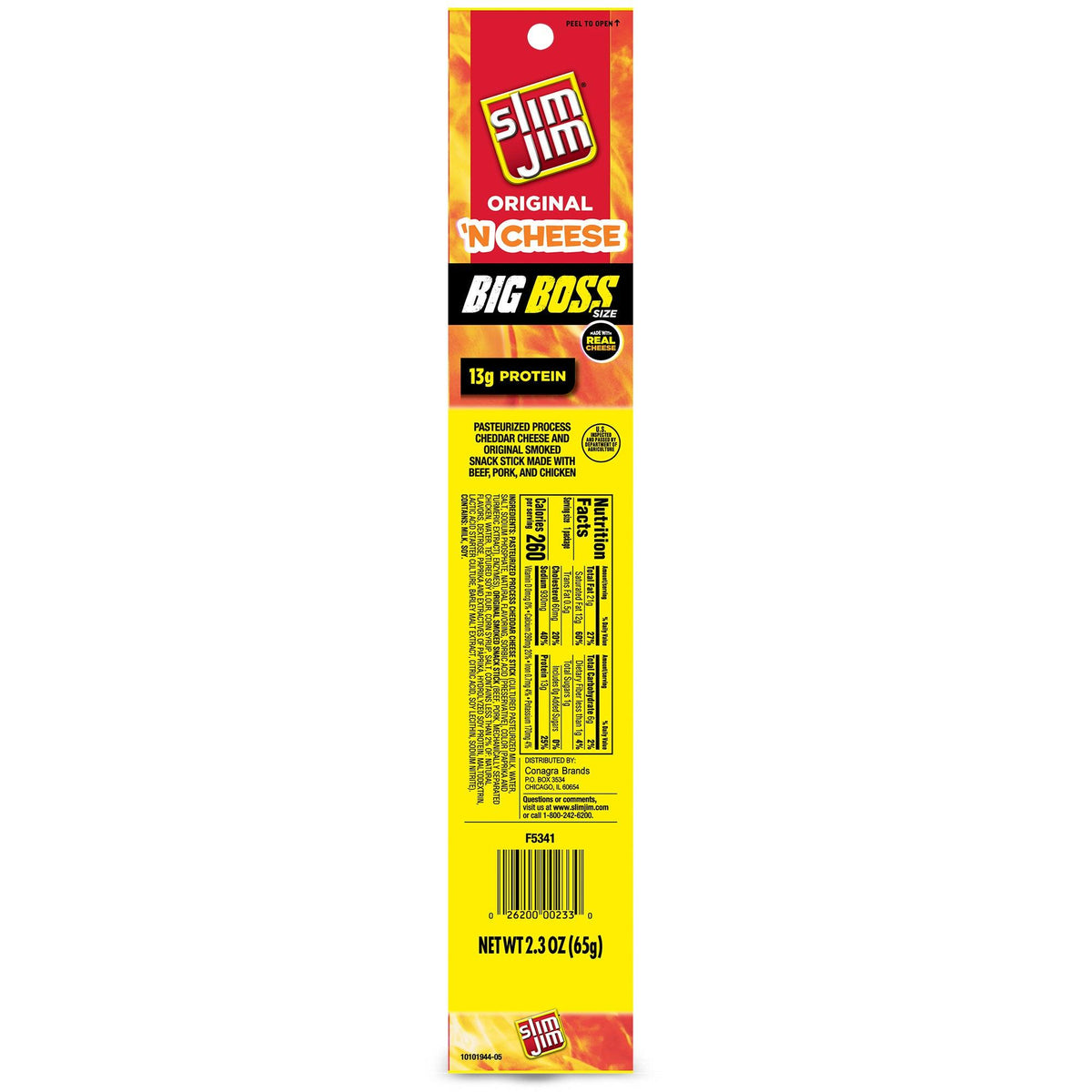 Slim Jim Original 'N Cheese Big Boss Keto Friendly Meat & Cheese Sticks, 2.3 oz