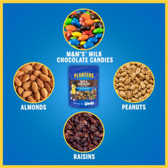 Planters Nuts & Chocolate Trail Mix Roasted Peanuts, M&M Chocolate Candies, Raisins Roasted Almonds, 6 oz Bag