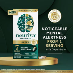 Neuriva Ultra Nootropic Brain Supplement for Mental Alertness, Memory, Focus & Concentration 60ct Capsules