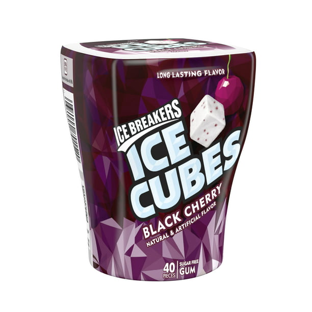 Ice Breakers Ice Cubes Black Cherry Sugar Free Chewing Gum, 3.24 oz, Bottle, 40 pieces