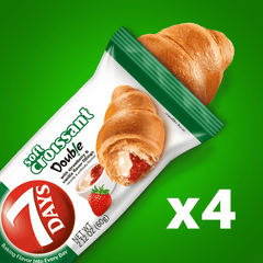 7Days Soft Croissant, Strawberry Vanilla (4 Pack), On The Go Breakfast (2.12oz, Pack of 4)