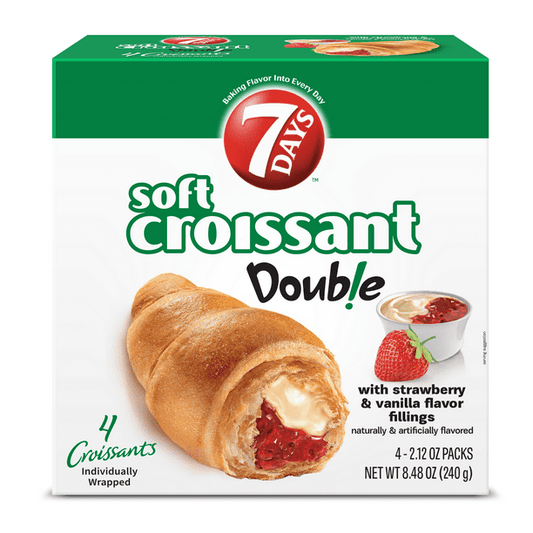 7Days Soft Croissant, Strawberry Vanilla (4 Pack), On The Go Breakfast (2.12oz, Pack of 4)