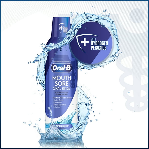 Oral-B Mouth Sore Oral Rinse, Soothing Mint Flavor, 475 mL (16 fl oz)