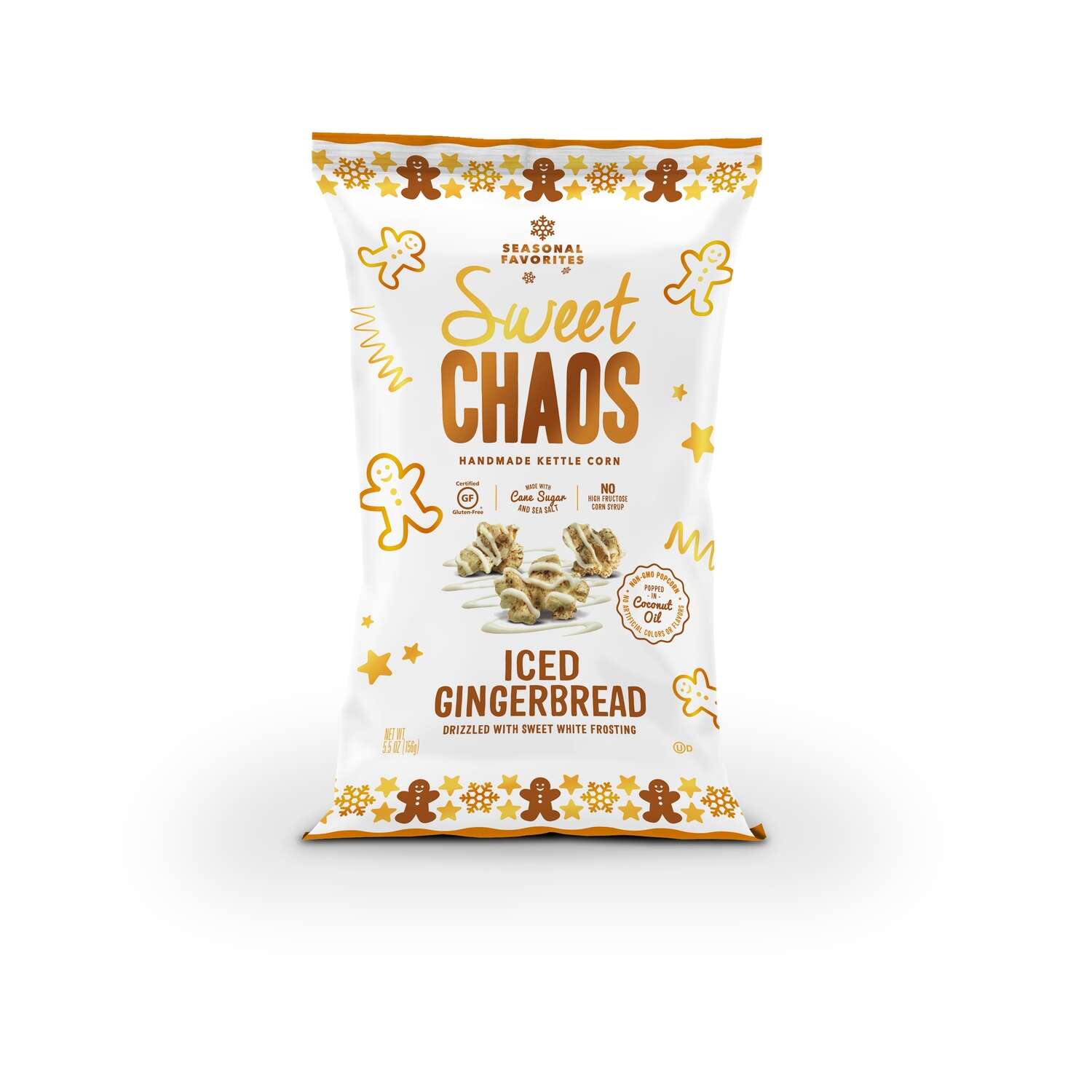 Sweet Chaos Handmade Kettle Corn - 5.5 oz. Iced Gingerbread Flavor, Gourmet Popcorn