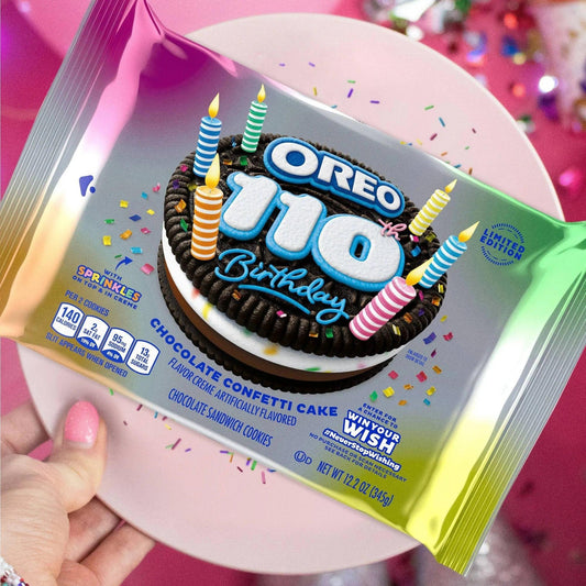 OREO 110th Birthday Chocolate Confetti Cake Chocolate Sandwich Cookies, Limited Edition, 12.2 oz Pack